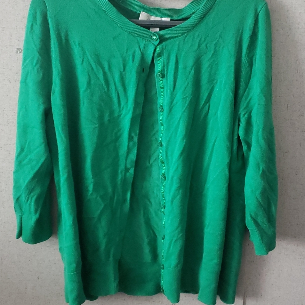 green cardigan